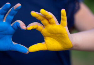 Love,Ukraine,Concept.,Hands,In,Heart,Form,Painted,In,Ukraine